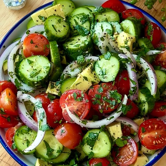 Simple Cucumber, Tomato, & Avocado Salad
