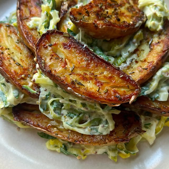 Leek & Potatoes with Creamy Mustard Leeks
