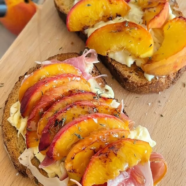 Grilled Peach & Camembert Tartine